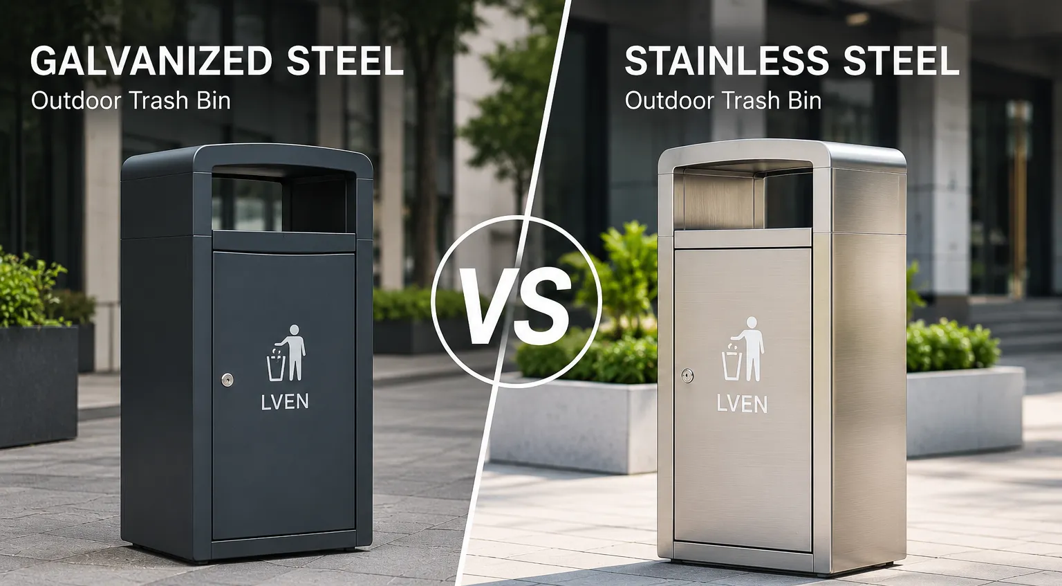 Galvanized Steel vs Stainless Steel Outdoor Trash Bins.webp