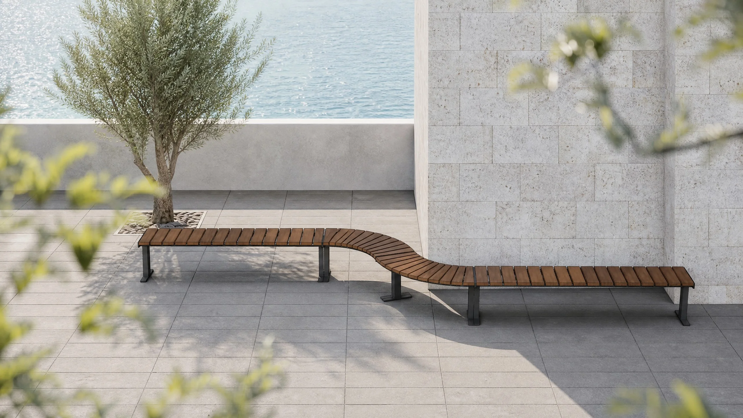 OTZD-12 S-shaped curved wooden slat bench, modern seaside courtyard rendering.jpg