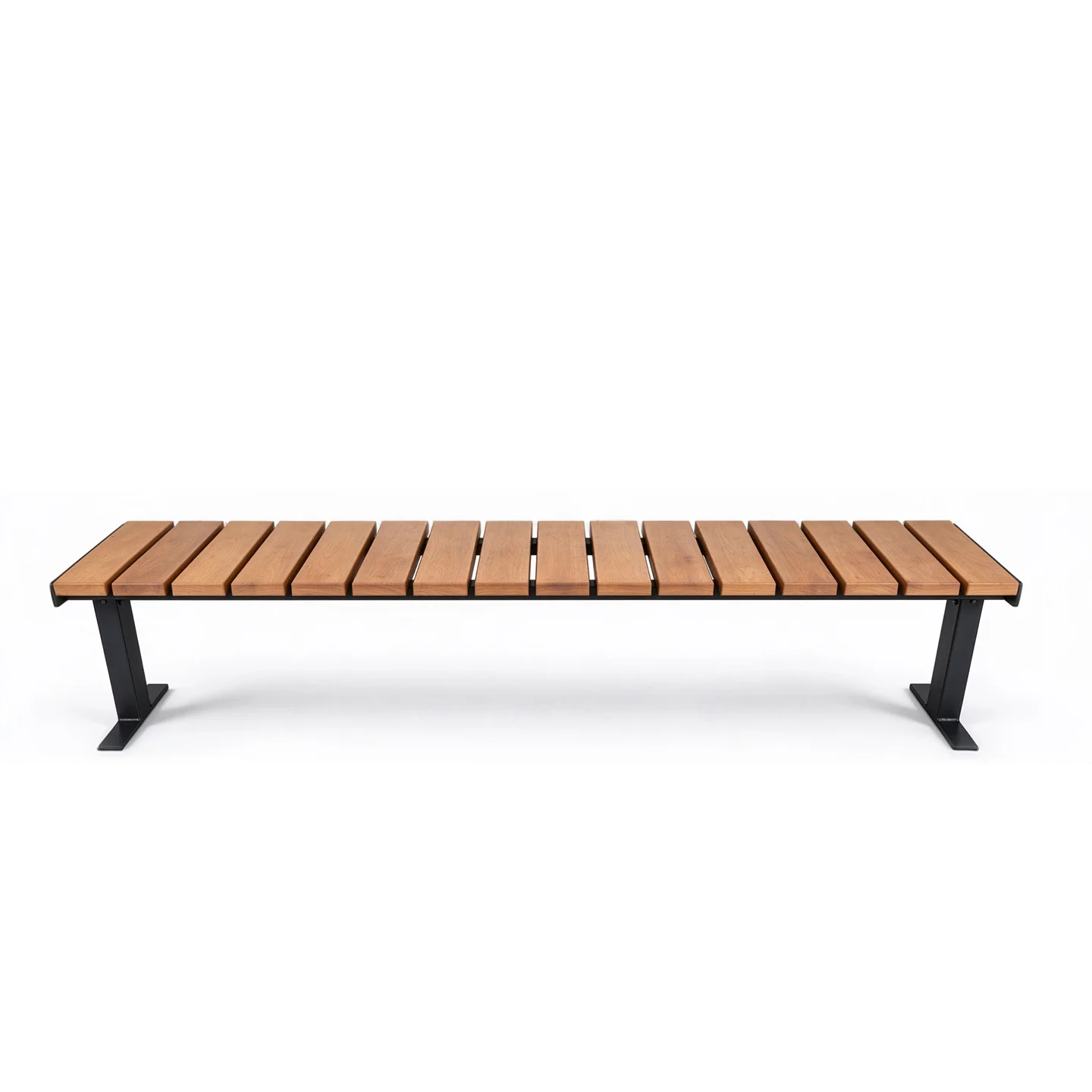 OTZD-12B Straight outdoor bench wooden slat seat with black metal frame white background.jpg